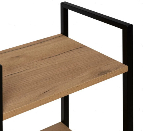 Стеллаж Leset Стилвуд 13 узкий 3 полки черный дуб крафт золотой 