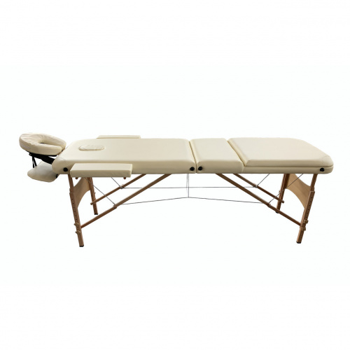 Складной 3-х секционный деревянный массажный стол RS BodyFit крем 70 см