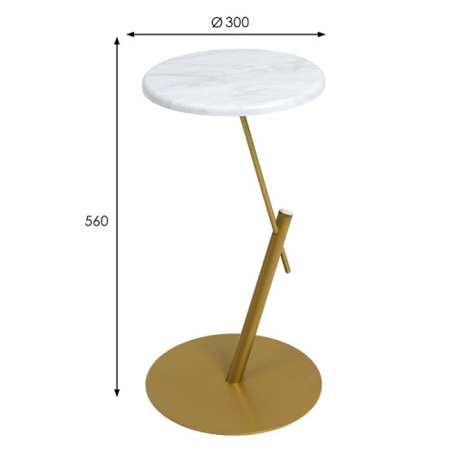 Стол приставной круглый МеталлАрт М015 белый мрамор золото 