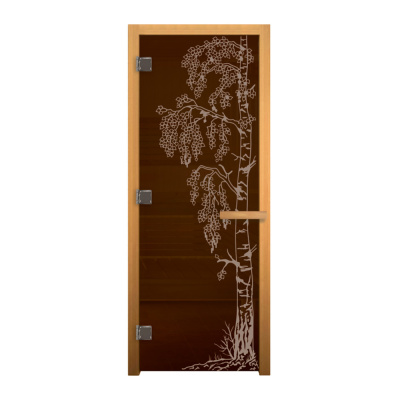 Дверь для бани Бронза БЕРЁЗКА 190х70 (8мм, 3 петли 710) (ОСИНА) левая