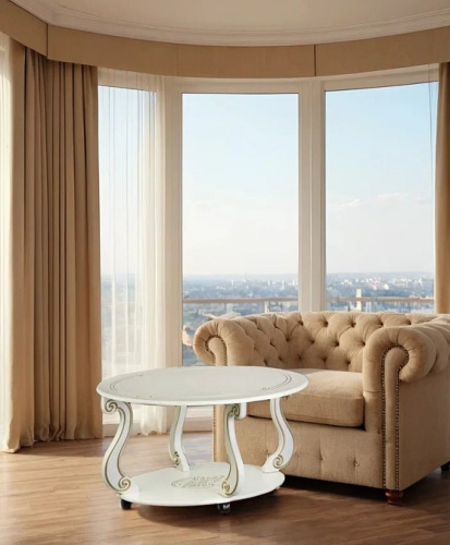 Стол журнальный Овация М на колёсах слоновая кость 