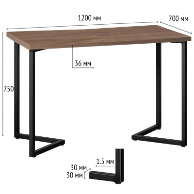Стол Лондон 120х70 дуб табачный металл черный 