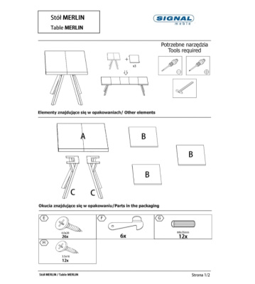 Стол обеденный SIGNAL MERLIN раскладной бетон черный 