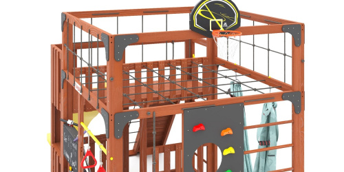 Детская площадка для дачи Савушка КУБ-3 Махагон с гамаком для йоги