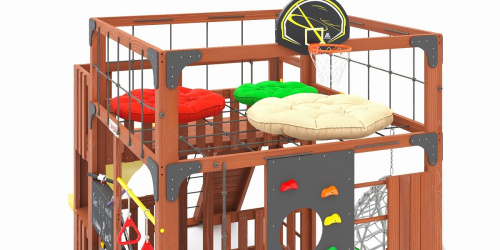 Детская площадка для дачи Савушка КУБ-3 Махагон с подушками и коконом