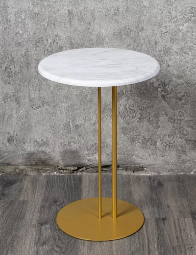 Стол приставной МеталлАрт М015 белый мрамор золото 