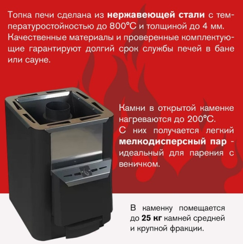 Печь для бани Термофор Колибри 9 У антрацит укороченная