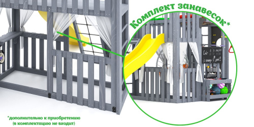 Детская площадка для дачи Савушка КУБ-3 Серый с подушками и коконом