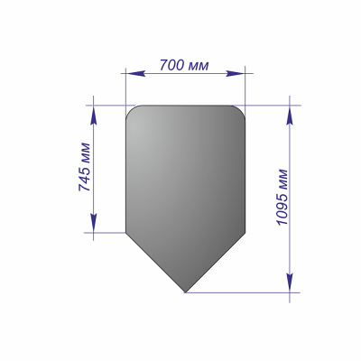 Лист напольный угловой 1095х700х1,5 R100 бронза