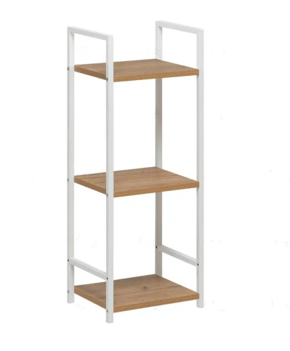 Стеллаж Leset Стилвуд 13 узкий 3 полки белый дуб крафт золотой 