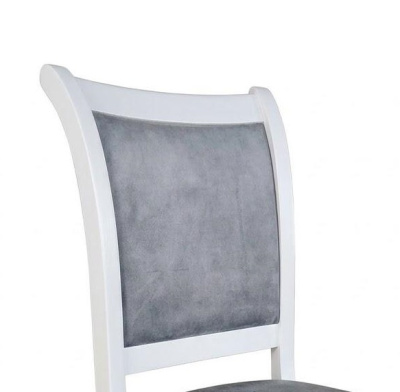 Стул МДК-265 Роми Эмаль белая Микровелюр серый 