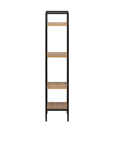 Стеллаж Leset Стилвуд 14 узкий 4 полки черный дуб крафт золотой 