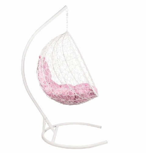 Подвесное кресло Круглое белый подушка розовый 