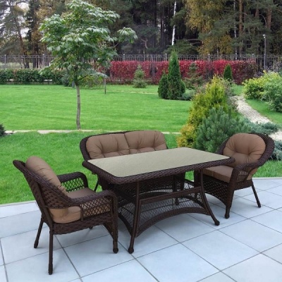 Комплект плетеной мебели T130Br/LV520BB-Brown Beige