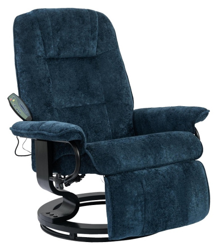 Кресло вибромассажное с пуфом CALVIANO 22 синий плюш 