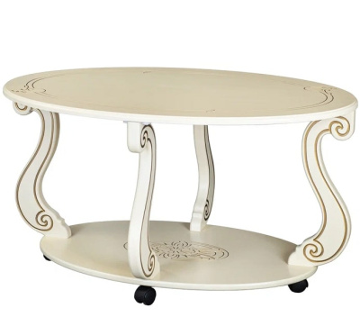Стол журнальный Овация М на колёсах слоновая кость 
