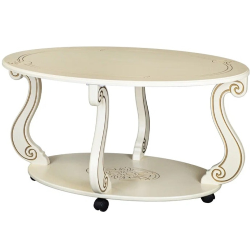 Стол журнальный Овация М на колёсах слоновая кость 