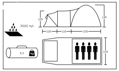Палатка туристическая Acamper SOLITER 4-х местная 3000 мм/ст