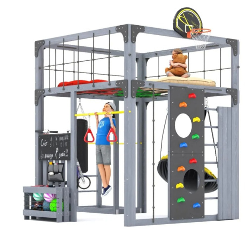 Детская площадка для дачи Савушка КУБ-1 Серый с подушками