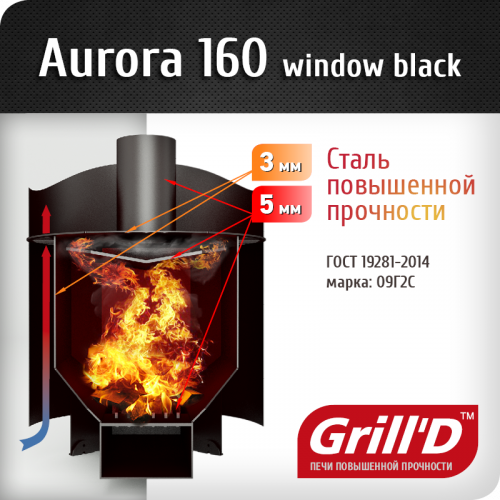 Печь для бани Grill’D Aurora 160 Window