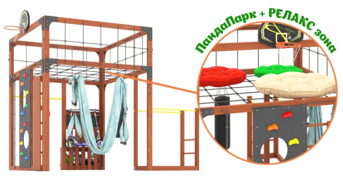 Детская площадка для дачи Савушка КУБ-1 Махагон с гамаком