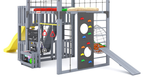 Детская площадка для дачи Савушка КУБ-3 Серый с подушками и коконом