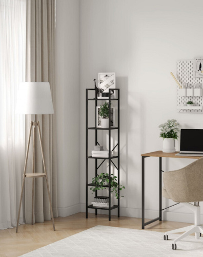 Стеллаж Leset Стилвуд 15 узкий 5 полок черный 