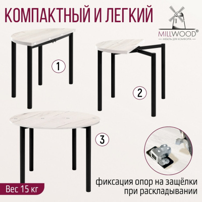 Стол-консоль Далис 1 дуб белый металл графит 