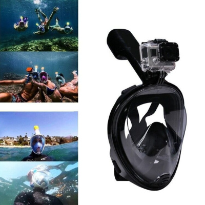 Маска для плавания и снорклинга с креплением для экшн-камеры, черная, L,XL