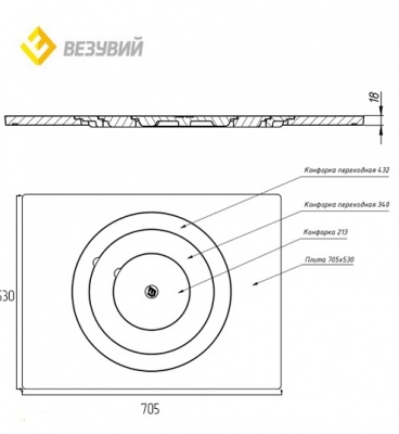 Плита Усиленная под казан ПК-430 (530х705)