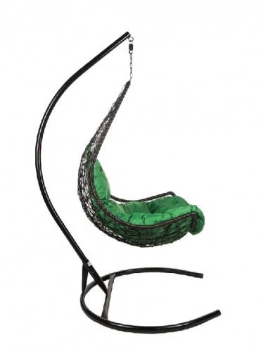 Подвесное кресло Полумесяц черный подушка зеленый 