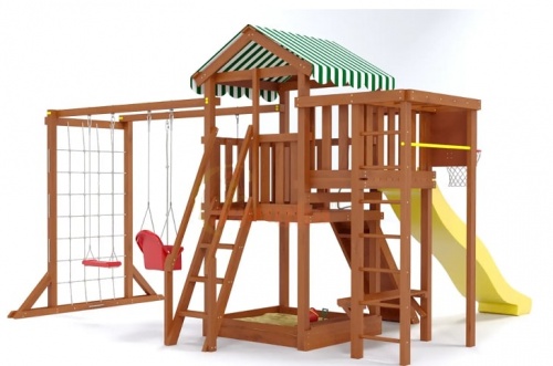 Детская спортивная площадка для дачи Савушка Мастер 4 Махагон Plus