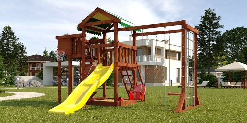 Детский спортивный комплекс для дачи Савушка Мастер 4 Махагон