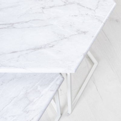 Стол журнальный МеталлАрт М003 белый мрамор 