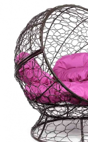 Кресло садовое M-Group Апельсин 11520208 коричневый ротанг розовая подушка