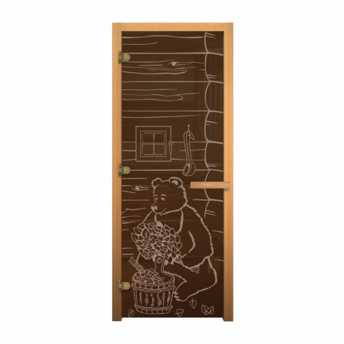 Дверь стеклянная Бронза Мишка 1900х700мм (8мм) правая