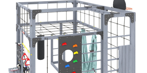 Детская площадка для дачи Савушка КУБ-2 Серый с гамаком для йоги