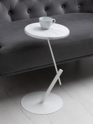 Стол приставной круглый МеталлАрт М015 белый мрамор 