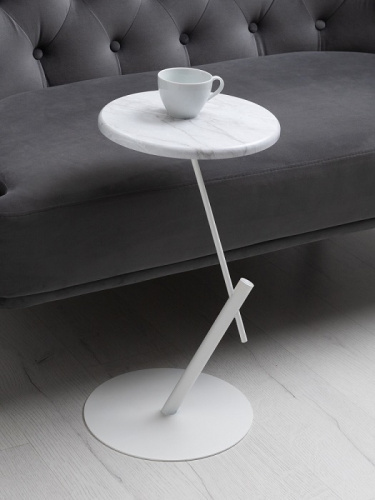 Стол приставной круглый МеталлАрт М015 белый мрамор 