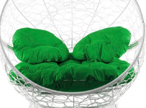 Кресло садовое M-Group Апельсин 11520104 белый ротанг зеленая подушка
