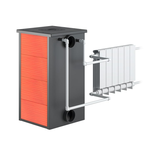 Печь-Камин ВЕЗУВИЙ ПК-01 (270) с плитой и т/о красный