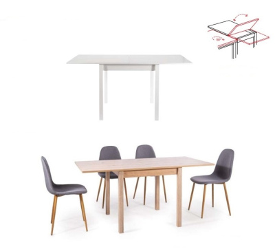 Стол обеденный SIGNAL FLIP раскладной белый мат 