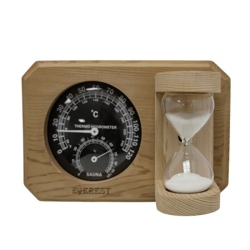Термогигрометр мини EVEREST c часами кедр (TG-08 black)
