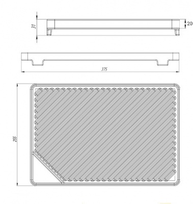 Плита чугунная для мангала ГРИЛЬ 255х375х20
