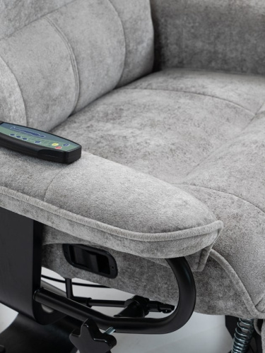 Кресло вибромассажное с пуфом CALVIANO 23 серый плюш 