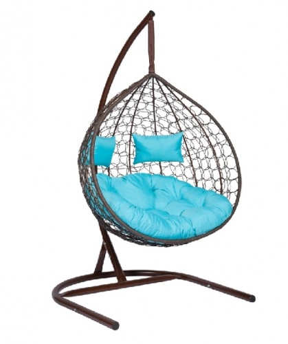 Подвесное кресло Скай 03 коричневый подушка голубой 