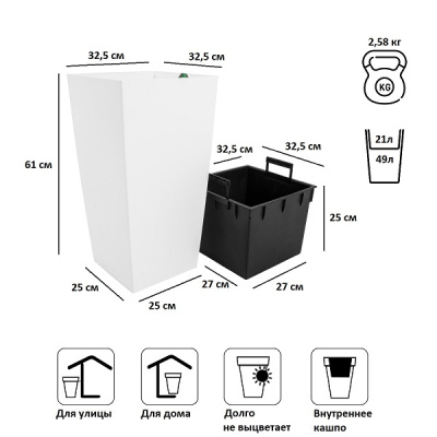 Кашпо для цветов Prosperplast Urbi Square DURS325-S449