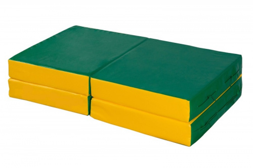 Мат № 11 100 x 100 x 10 складной 4 сложения Perfetto Sport зелено-жёлтый