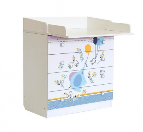 Комод Polini Kids Simple 1880 Слоник на шаре белый 