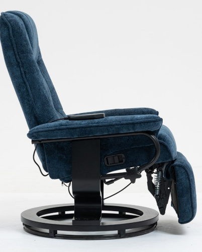 Кресло вибромассажное с пуфом CALVIANO 22 синий плюш 